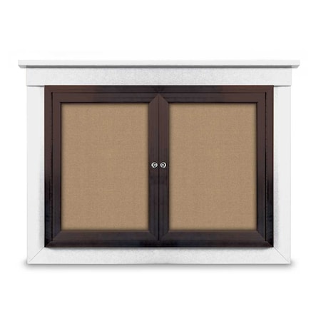 United Visual Products 48"x36" 2-Door Enclosed Letterboard, Blue Vinyl/Walnut UV2624O-WALNUT-BARBLU